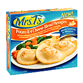 Mrs. T's Pierogies four cheese medley; cheddar, parmesan, romano & swiss and creamy whipped potatoes, 12 pierogies Left Picture